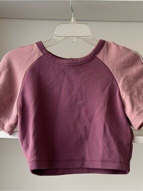 TWENTY MONTREAL Purple Mesh Color Block Crop Tee